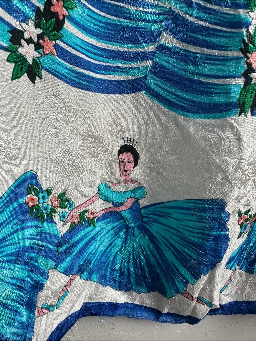 Vintage Blue Ballerina Ballet Scarf Balletcore Coquette Cottagecore Whimsical